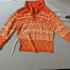 Cozy Orange Patterned Pullover Sweater